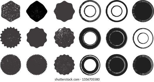 Grunge post Stamps Collection, Circles. Banners, Insignias , Logos, Icons, Labels and Badges Set . vector distress textures.blank shapes.