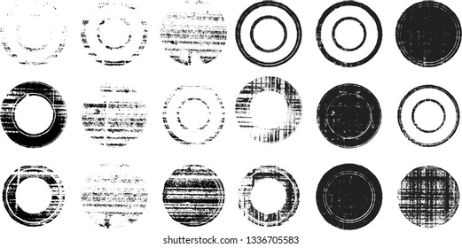 Grunge post Stamps Collection, Circles. Banners, Insignias , Logos, Icons, Labels and Badges Set . vector distress textures.blank shapes.