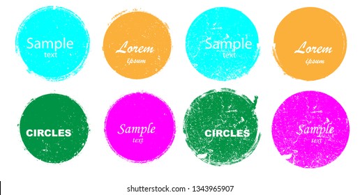 Grunge post Stamps Collection, Circles. Banners, Insignias , Logos, Icons, Labels and Badges Set . vector distress textures.blank shapes.