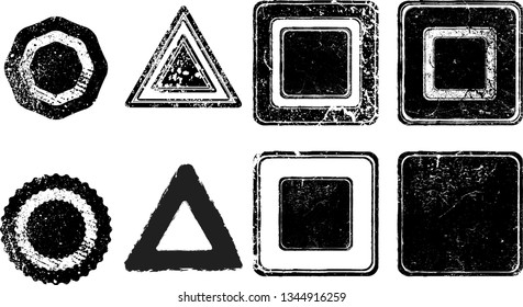 Grunge post Stamps Collection, Circles. Banners, Insignias , Logos, Icons, Labels and Badges Set . vector distress textures.blank shapes.