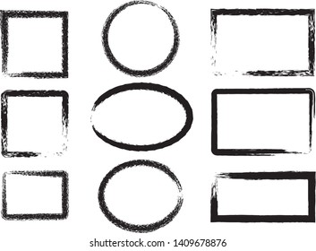 Grunge post Stamps Collection. Circles, Rectangles, Ellipses.  Banners, Insignias, Logos, Icons, Labels and Badges Set . Vector distressed textured frames. Blank shapes. EPS10.
