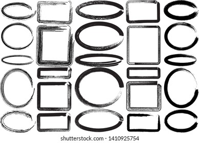 Grunge post Stamps Collection. Circles, Rectangles, Ellipses.  Banners, Insignias, Logos, Icons, Labels and Badges Set . Vector distressed textured frames. Blank shapes. EPS10.