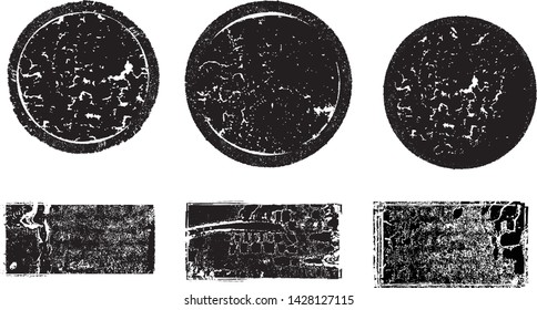 Grunge post Stamps Collection, Circles. Banners, Insignias , Logos, Icons, Labels and Badges Set . vector distress textures.blank shapes.