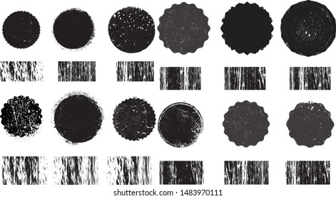 Grunge post Stamps Collection, Circles. Banners, Insignias , Logos, Icons, Labels and Badges Set . vector distress textures.blank shapes.