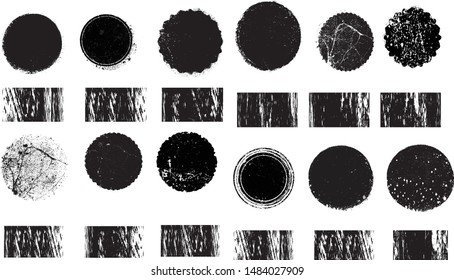 Grunge post Stamps Collection, Circles. Banners, Insignias , Logos, Icons, Labels and Badges Set . vector distress textures.blank shapes.