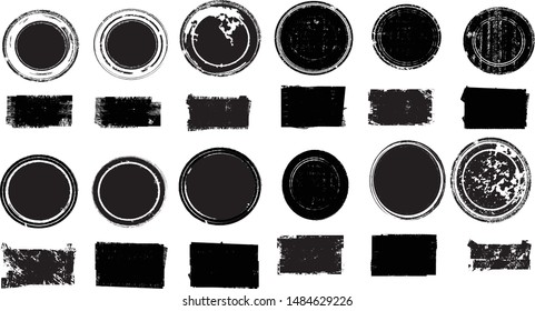 Grunge post Stamps Collection, Circles. Banners, Insignias , Logos, Icons, Labels and Badges Set . vector distress textures.blank shapes.
