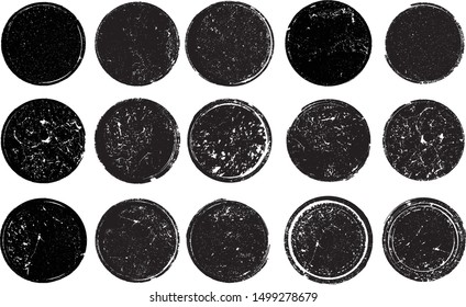 Grunge post Stamps Collection, Circles. Banners, Insignias , Logos, Icons, Labels and Badges Set . vector distress textures.blank shapes.