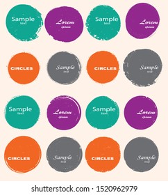 Grunge post Stamps Collection, Circles. Banners, Insignias , Logos, Icons, Labels and Badges Set . vector distress textures.blank shapes.