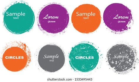 Grunge post Stamps Collection, Circles. Banners, Insignias , Logos, Icons, Labels and Badges Set . vector distress textures.blank shapes.