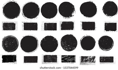 Grunge post Stamps Collection, Circles. Banners, Insignias , Logos, Icons, Labels and Badges Set . vector distress textures.blank shapes.