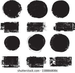 Grunge post Stamps Collection, Circles. Banners, Insignias , Logos, Icons, Labels and Badges Set . vector distress textures.blank shapes.