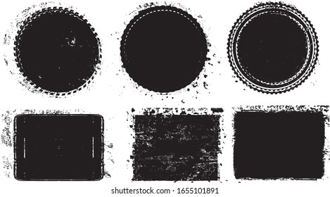 Grunge post Stamps Collection, Circles. Banners, Insignias , Logos, Icons, Labels and Badges Set . vector distress textures.blank shapes.