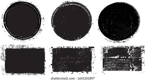 Grunge post Stamps Collection, Circles. Banners, Insignias , Logos, Icons, Labels and Badges Set . vector distress textures.blank shapes.