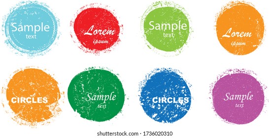 Grunge post Stamps Collection, Circles. Banners, Insignias , Logos, Icons, Labels and Badges Set . vector distress textures.blank shapes.