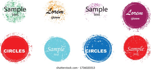 Grunge post Stamps Collection, Circles. Banners, Insignias , Logos, Icons, Labels and Badges Set . vector distress textures.blank shapes.