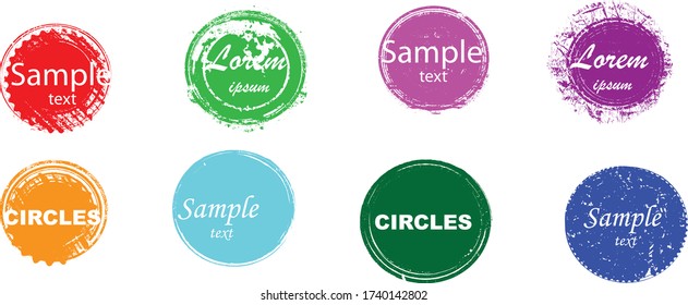 Grunge post Stamps Collection, Circles. Banners, Insignias , Logos, Icons, Labels and Badges Set . vector distress textures.blank shapes.