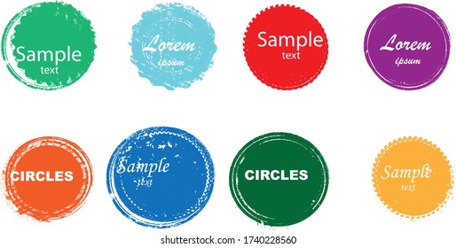 Grunge post Stamps Collection, Circles. Banners, Insignias , Logos, Icons, Labels and Badges Set . vector distress textures.blank shapes.