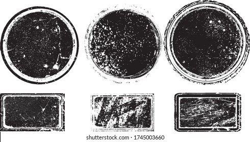 Grunge post Stamps Collection, Circles. Banners, Insignias , Logos, Icons, Labels and Badges Set . vector distress textures.blank shapes.