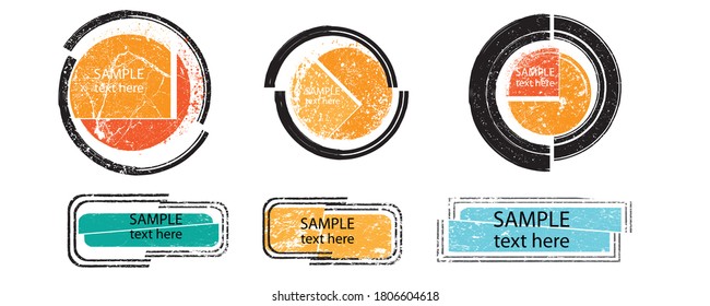 Grunge post Stamps Collection, Circles. Banners, Insignias , Logos, Icons, Labels and Badges Set . vector distress textures.blank shapes.Title box