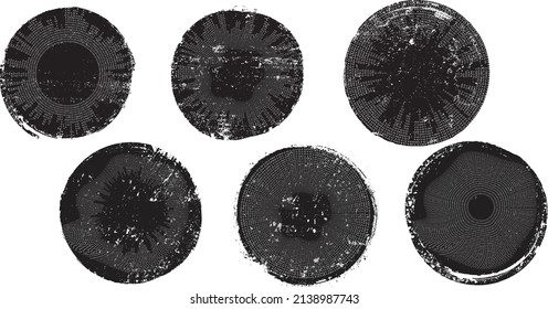 Grunge post Stamps Collection, Circles. Banners, Insignias , Logos, Icons, Labels and Badges Set . vector distress textures.blank shapes.