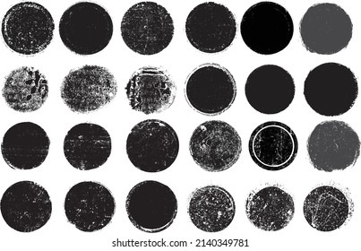 Grunge la colección de sellos postales, círculos. Banners, Insignias, Logotipos, Iconos, Etiquetas y Badges Set. texturas de distrés vectorial.formas en blanco.