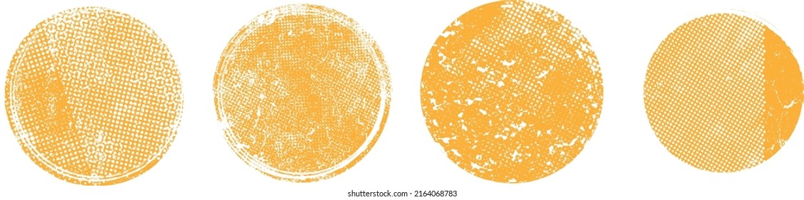 Grunge post Stamps Collection, Circles. Yellow sun . Japanese style . Banners, Insignias , Logos, Icons, Labels and Badges Set . vector distress textures.blank shapes.