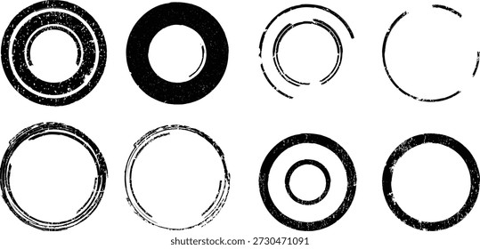 Grunge post Stamps Collection, Circles. Banners, Insignias , Logos, Icons, Labels and Badges Set . vector distress textures.blank shapes.
