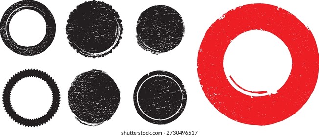 Grunge post Stamps Collection, Circles. Banners, Insignias , Logos, Icons, Labels and Badges Set . vector distress textures.blank shapes.