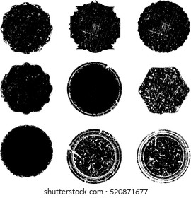 Grunge post Stamps Collection, Circles. Banners, Insignias , Logos, Icons, Labels and Badges Set . vector distress textures.blank shapes.