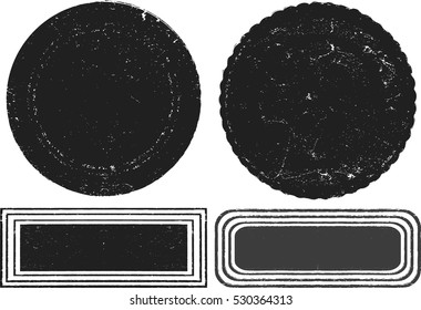 Grunge post Stamps Collection, Circles. Banners, Insignias , Logos, Icons, Labels and Badges Set . vector distress textures.blank shapes.