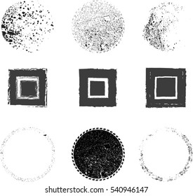 Grunge post Stamps Collection, Circles. Banners, Insignias , Logos, Icons, Labels and Badges Set . vector distress textures.blank shapes.
