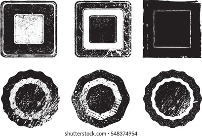 Grunge post Stamps Collection, Circles. Banners, Insignias , Logos, Icons, Labels and Badges Set . vector distress textures.blank shapes.