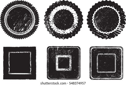 Grunge post Stamps Collection, Circles. Banners, Insignias , Logos, Icons, Labels and Badges Set . vector distress textures.blank shapes.