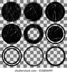 Grunge post Stamps Collection, Circles. Banners, Insignias , Logos, Icons, Labels and Badges Set . vector distress textures.blank shapes