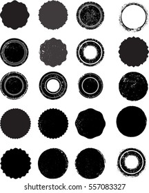 Grunge post Stamps Collection, Circles. Banners, Insignias , Logos, Icons, Labels and Badges Set . vector distress textures.blank shapes.