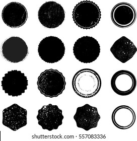 Grunge post Stamps Collection, Circles. Banners, Insignias , Logos, Icons, Labels and Badges Set . vector distress textures.blank shapes.