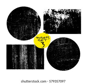 Grunge post stamps collection, circles. Banners, insignias , logos, icons, labels and badges set. Vector distress textures, isolated on white background. Blank shapes.
