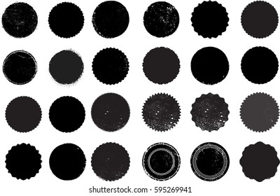 Grunge post Stamps Collection, Circles. Banners, Insignias , Logos, Icons, Labels and Badges Set . vector distress textures.blank shapes.