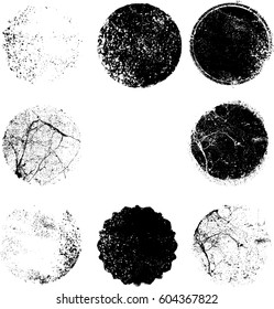Grunge post Stamps Collection, Circles. Banners, Insignias , Logos, Icons, Labels and Badges Set . vector distress textures.blank shapes.