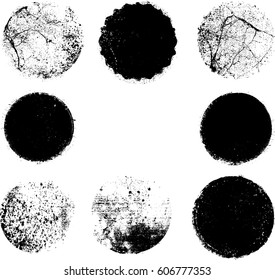 Grunge post Stamps Collection, Circles. Banners, Insignias , Logos, Icons, Labels and Badges Set . vector distress textures.blank shapes.
