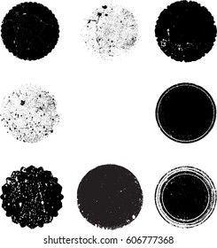 Grunge post Stamps Collection, Circles. Banners, Insignias , Logos, Icons, Labels and Badges Set . vector distress textures.blank shapes.