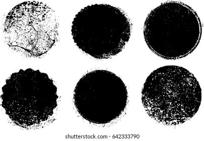 Grunge post Stamps Collection, Circles. Banners, Insignias , Logos, Icons, Labels and Badges Set . vector distress textures.blank shapes.