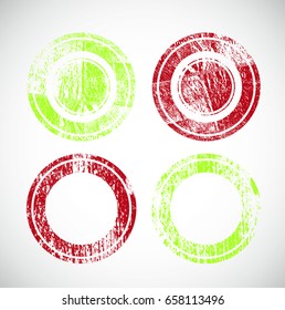 Grunge post Stamps Collection, Circles. Banners, Insignias , Logos, Icons, Labels and Badges Set . vector distress textures.blank shapes.