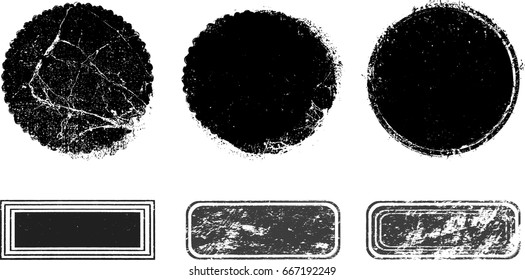 Grunge post Stamps Collection, Circles. Banners, Insignias , Logos, Icons, Labels and Badges Set . vector distress textures.blank shapes.