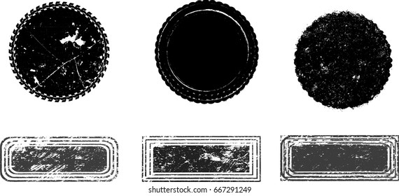 Grunge post Stamps Collection, Circles. Banners, Insignias , Logotipos, Iconos, Etiquetas y Badges Set . texturas de distrés vectorial.formas en blanco.