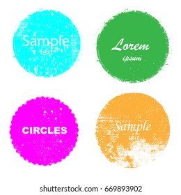 Grunge post Stamps Collection, Circles. Banners, Insignias , Logos, Icons, Labels and Badges Set . vector distress textures.blank shapes.