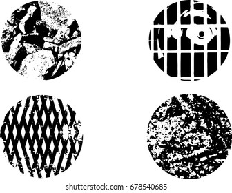 Grunge post Stamps Collection, Circles. Banners, Insignias , Logos, Icons, Labels and Badges Set . vector distress textures.blank shapes.