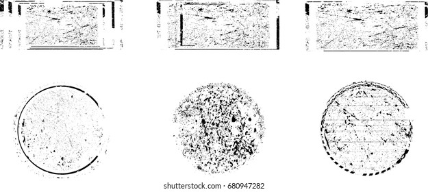 Grunge post Stamps Collection, Circles. Banners, Insignias , Logos, Icons, Labels and Badges Set . vector distress textures.blank shapes.