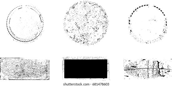 Grunge post Stamps Collection, Circles. Banners, Insignias , Logos, Icons, Labels and Badges Set . vector distress textures.blank shapes.