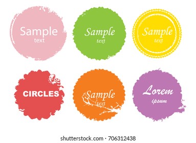 Grunge post Stamps Collection, Circles. Banners, Insignias , Logos, Icons, Labels and Badges Set . vector distress textures.colorful shapes.